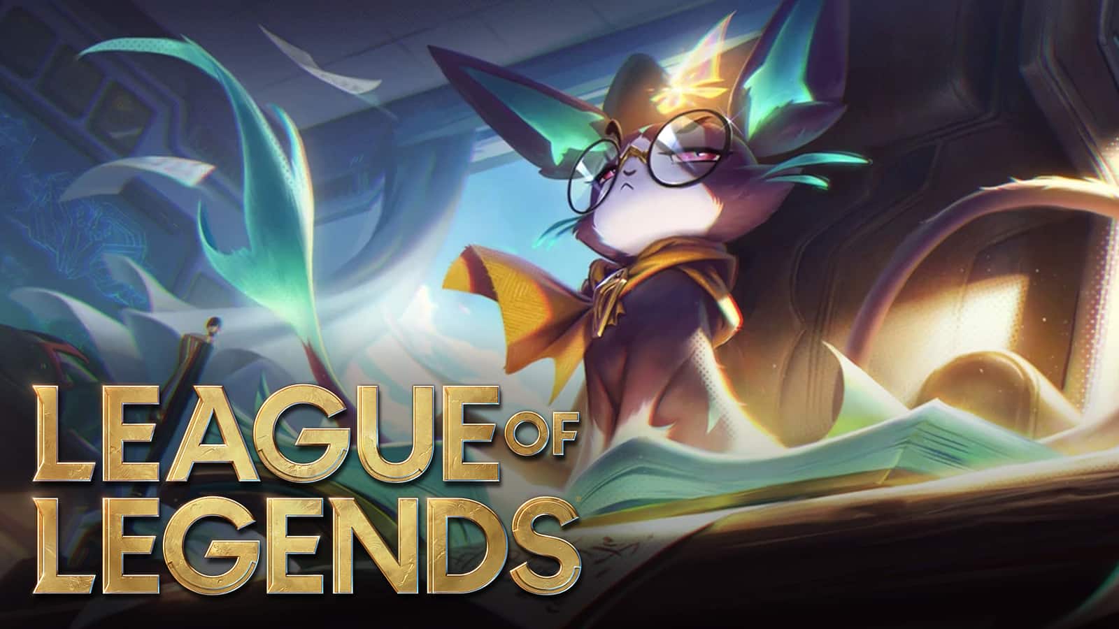 Yuumi standing on a book in League of Legends