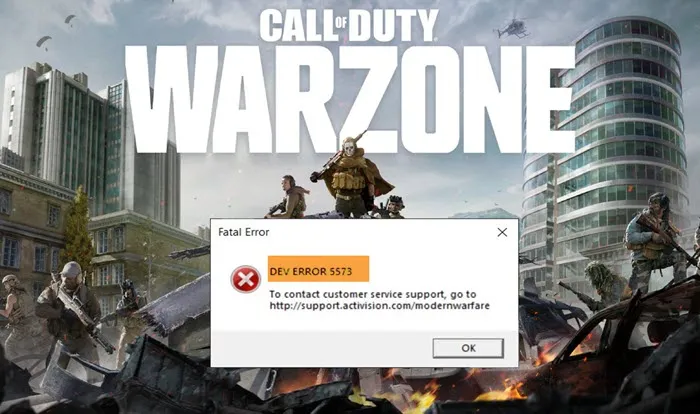 Kod błędu dewelopera Call of Duty Warzone 5573