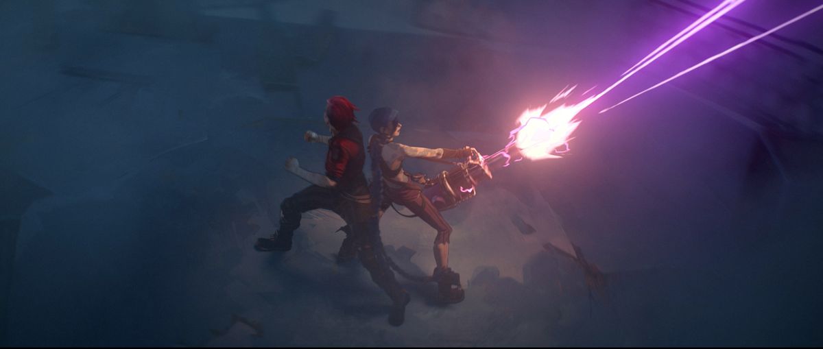 Jinx i Vi walczą w serialu League of Legends Netflix Arcane