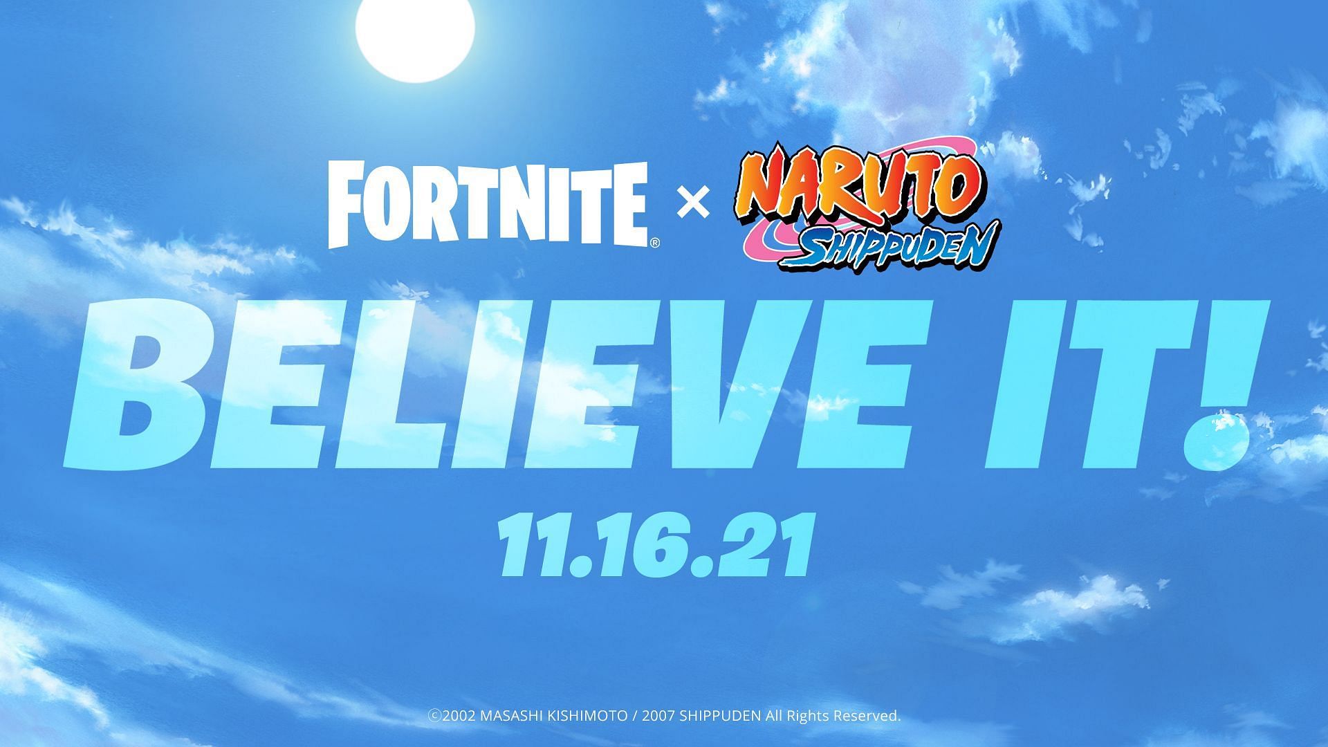 The promotional image announcing Naruto's arrival to Fortnite, as shared via the official Fortnite Twitter account (Image via Epic Games)