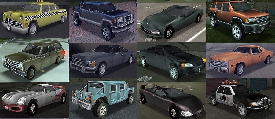 GTA 3 car selection (Image via Sportskeeda)