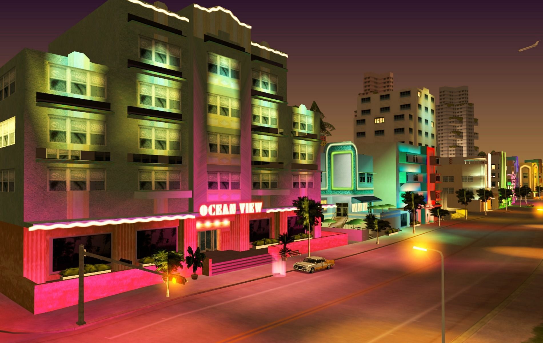 New vibrant neon lights in the PC version of GTA Vice City (Image via MixMods)