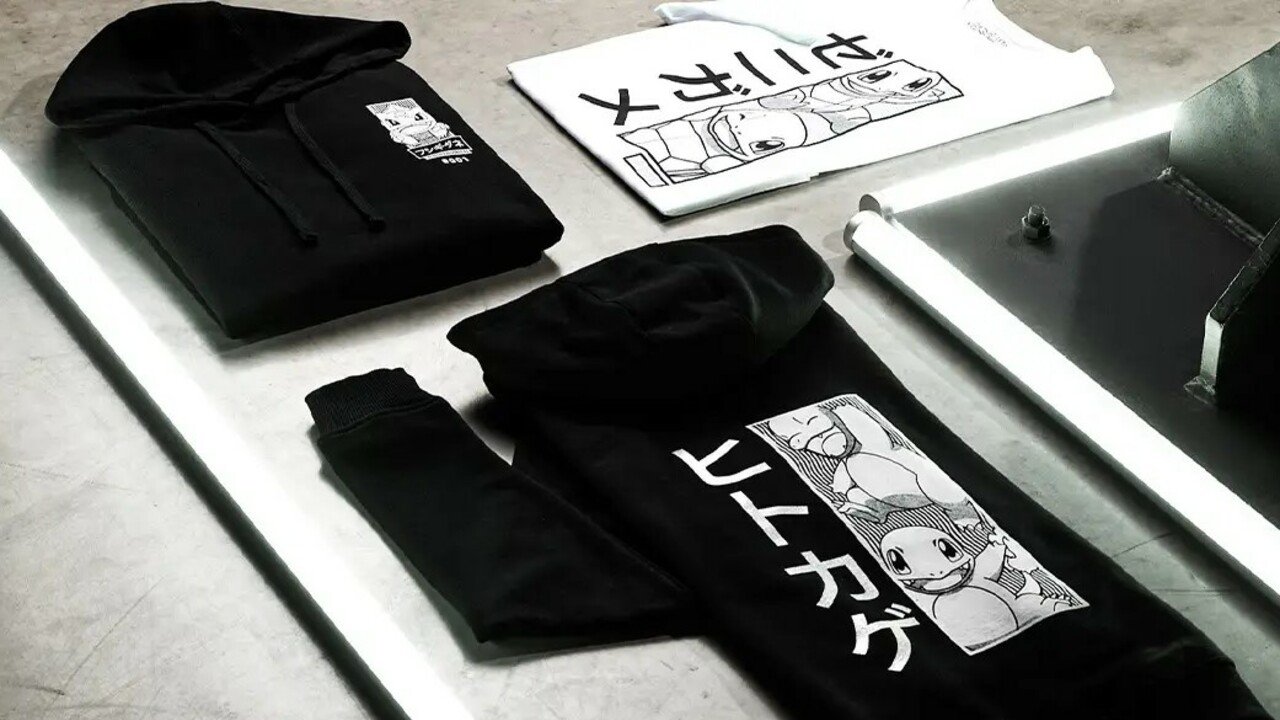 Nowa „Kolekcja odzieży Pokemon Kanji” Zavvi zawiera monochromatyczne wzory startowe 1. generacji