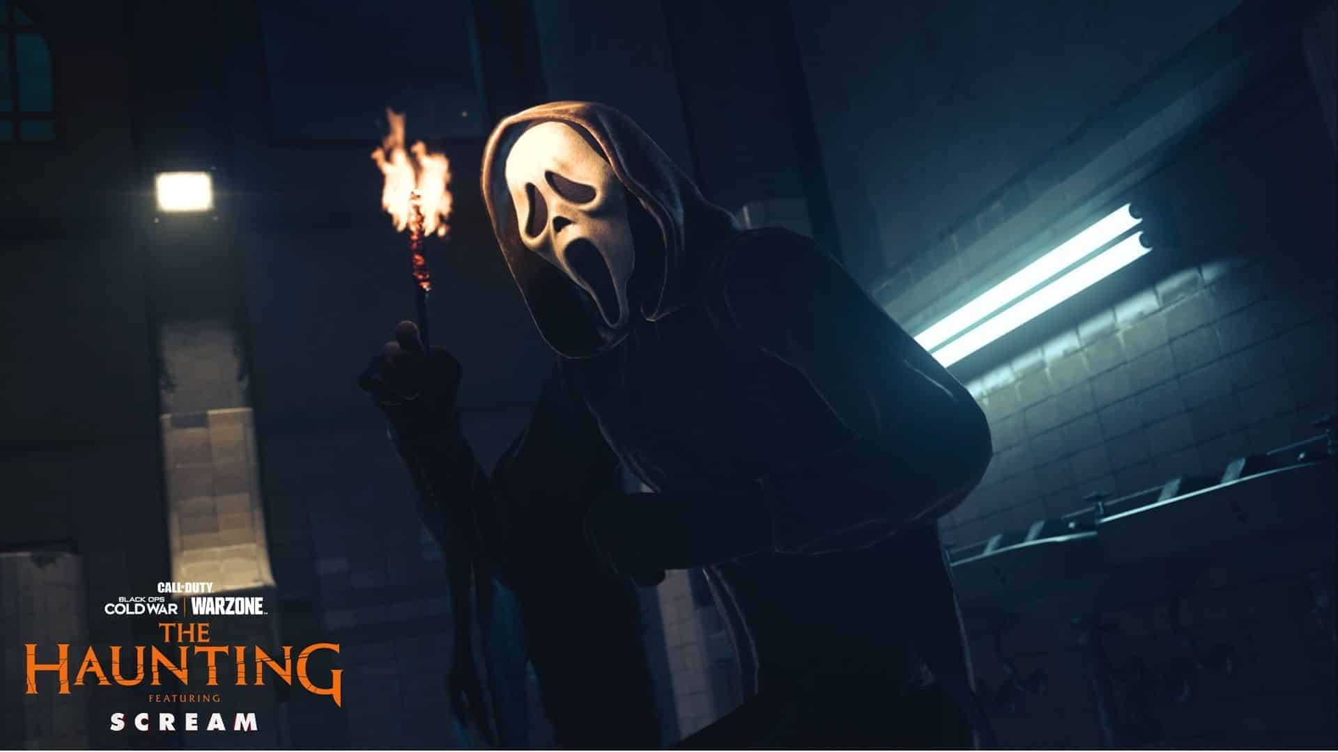 twarz ducha trzymająca płonący nóż w warzone