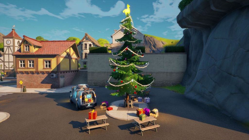 Świąteczne drzewo Fortnite i skrzynia skarbów Rozdział 3