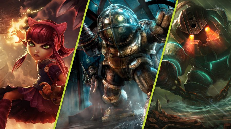 lol-champions-franczyzy-annie-nautilus-bioshock Annie i Nautilus z League of Legends obok Big Daddy i Little Sister z Bioshock