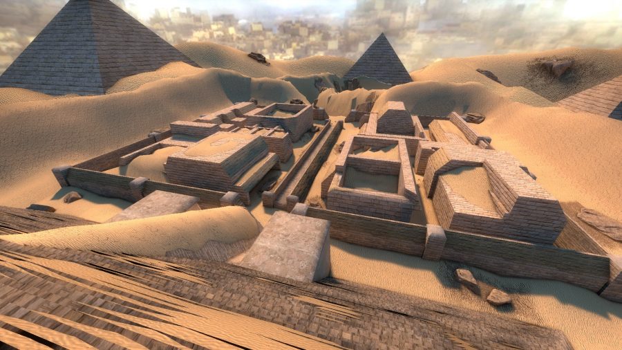 CS:GO surf: mapa CS:GO osadzona na egipskiej pustyni, zawierająca wydmy i piramidy