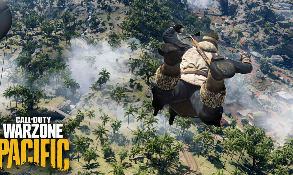 Warzone player dropping into Caldera