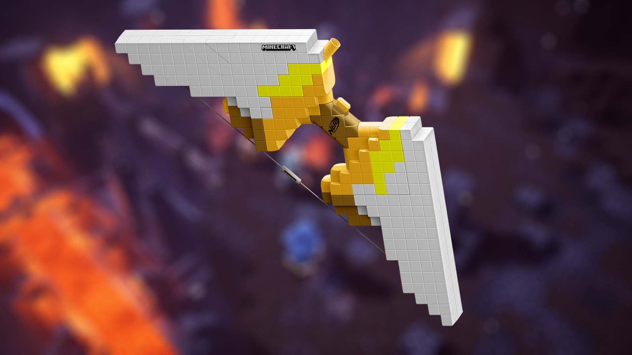 NERF ujawnia zmotoryzowany łuk z sabrewingiem Minecraft oparty na grze Minecraft: Dungeons