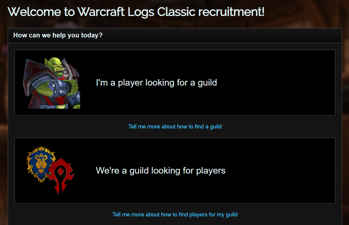 Funkcja rekrutacji gildii w dziennikach Warcrafta — klasyka Burning Crusade i sezon mistrzostwa