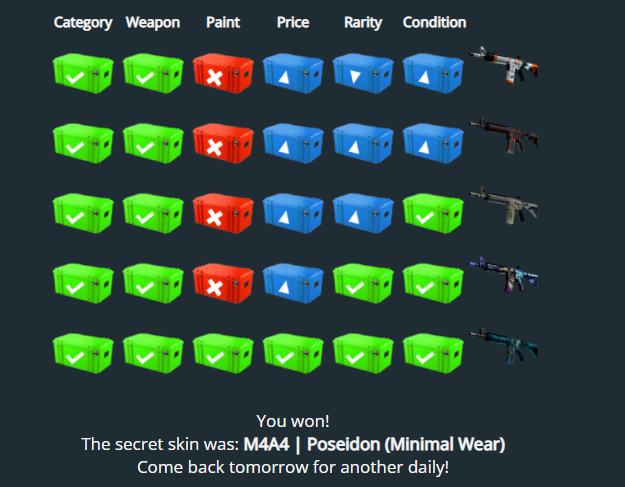 WORDLE dla CSGO - CS:GOrdle To Guess Skórki CSGO