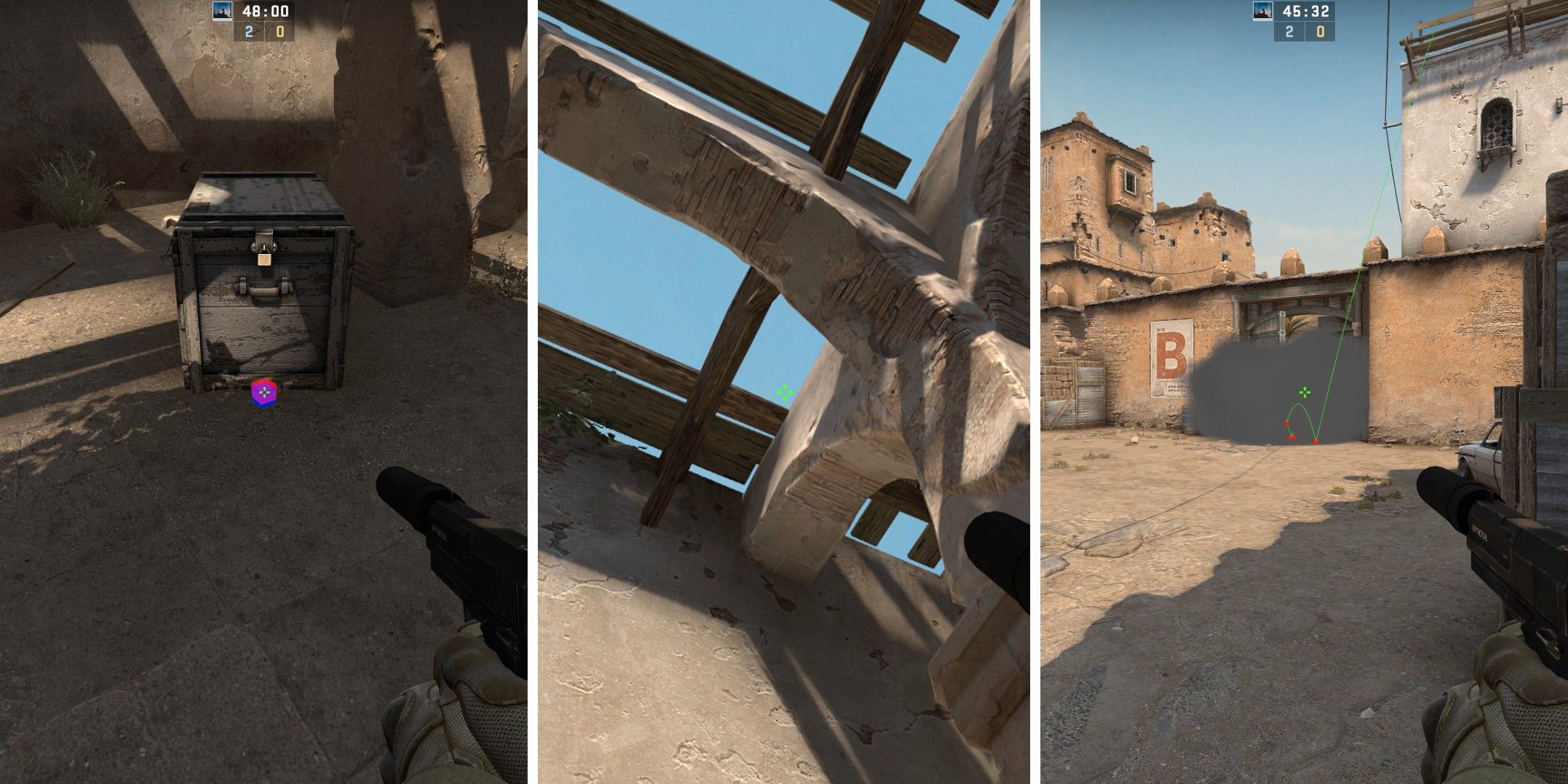 CSGO 2 górny tunel pyłowy do plamki dymnej B dla drzwi
