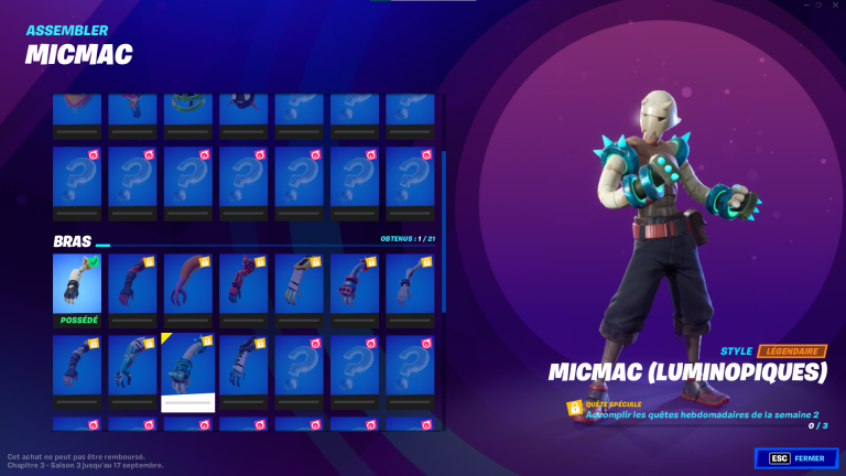 Fortnite, saison 3, rozdział 3: Quêtes de Micmac de semaine 3