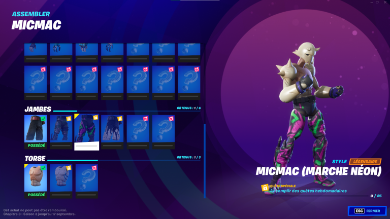 Fortnite, saison 3, rozdział 3: Quêtes de Micmac de semaine 3