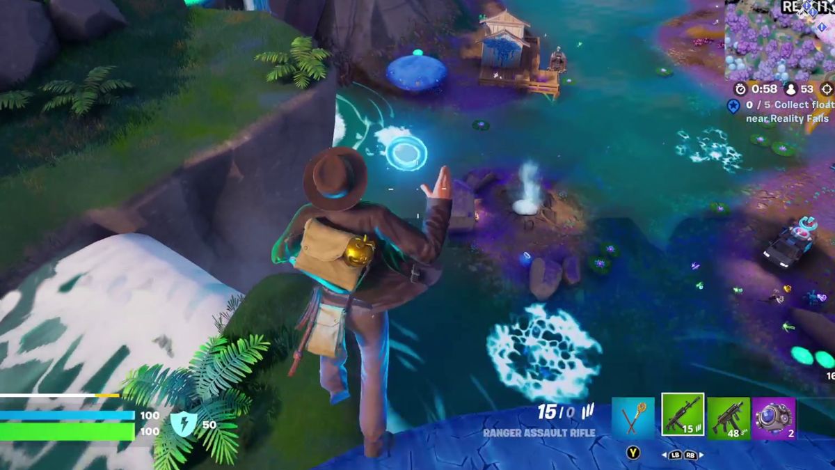 Jak zbierać pływające pierścienie Fortnite w pobliżu Reality Falls?