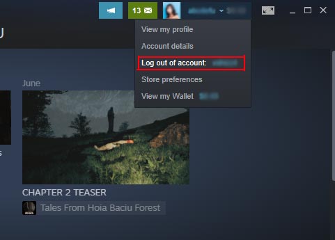 wyloguj się ze Steam