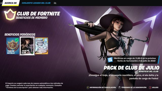 klub fortnite lipiec 2022 nowa skórka fedra jak to zdobyć