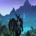 World of Warcraft: Dragonflight - a dracthyr character with a scenic backdrop