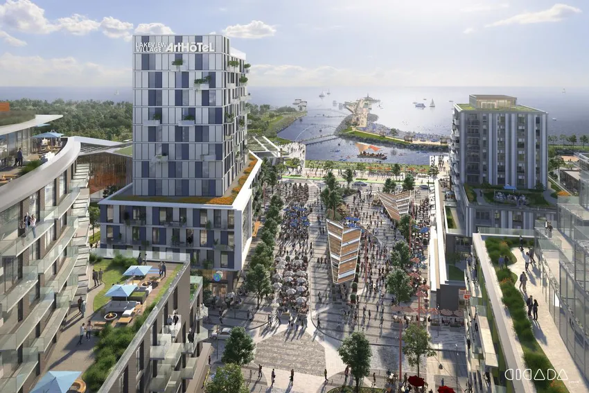 Rendering wioski Lakeview.
