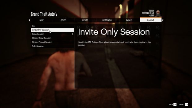 Wybór sesji „Tylko na zaproszenie” w GTA Online