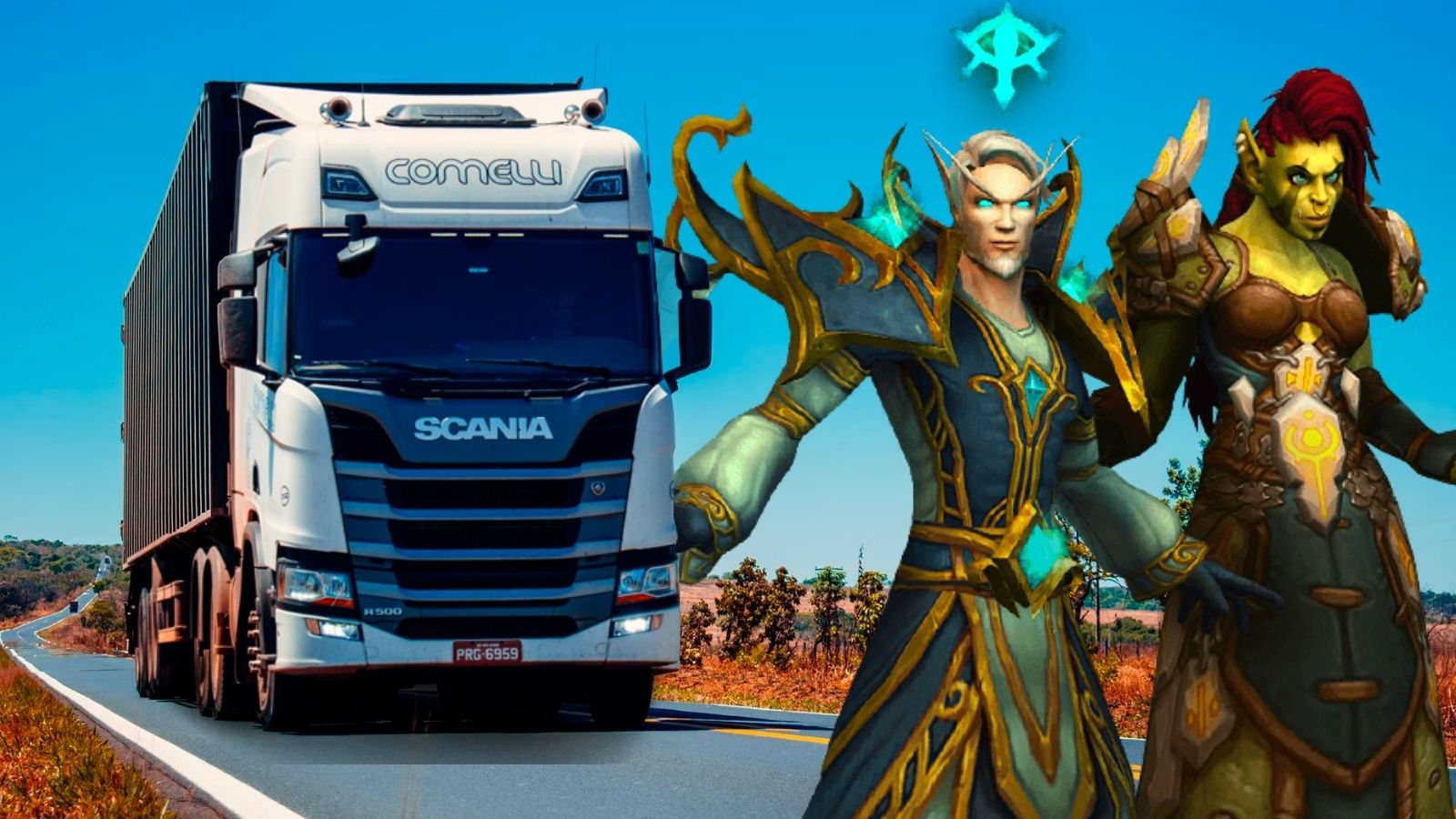 Niesamowita grafika ciężarówek WoW fanów World of Warcraft przyciąga wzrok na autostradzie
