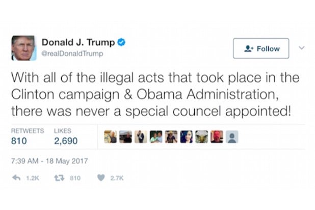 Zrzut ekranu z literówką Trumpa