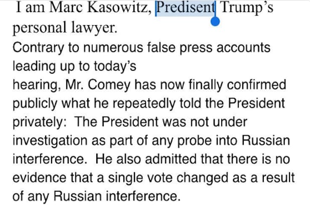 prezydent Trump literówka
