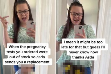 Kobieta w stanie histerii, gdy Asda dostarcza bezużyteczny substytut testu ciążowego