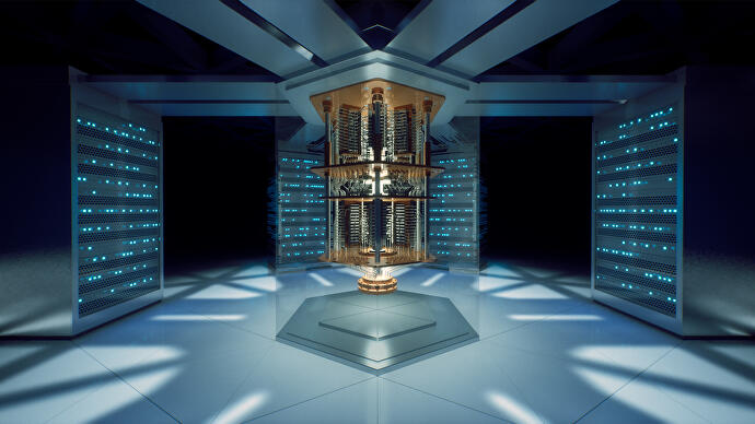 Może jakaś cyfrowa biblioteka z gatunku science-fiction.  To tajemniczy pokój oświetlony na niebiesko.
