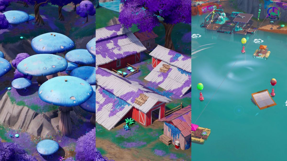 Land at Groovy Grove or Fungi Farm and travel to The Glow in Fortnite