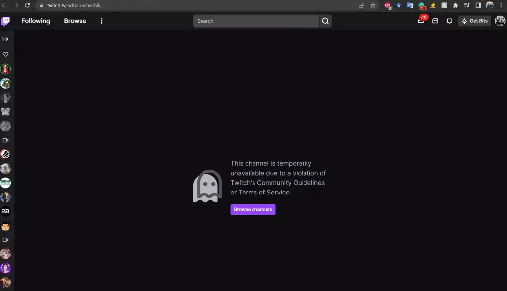 czy Adriana Chechik jest zbanowana na Twitchu?