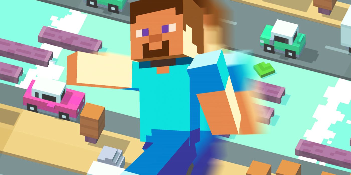Mashup of Minecraft and Crossy Road