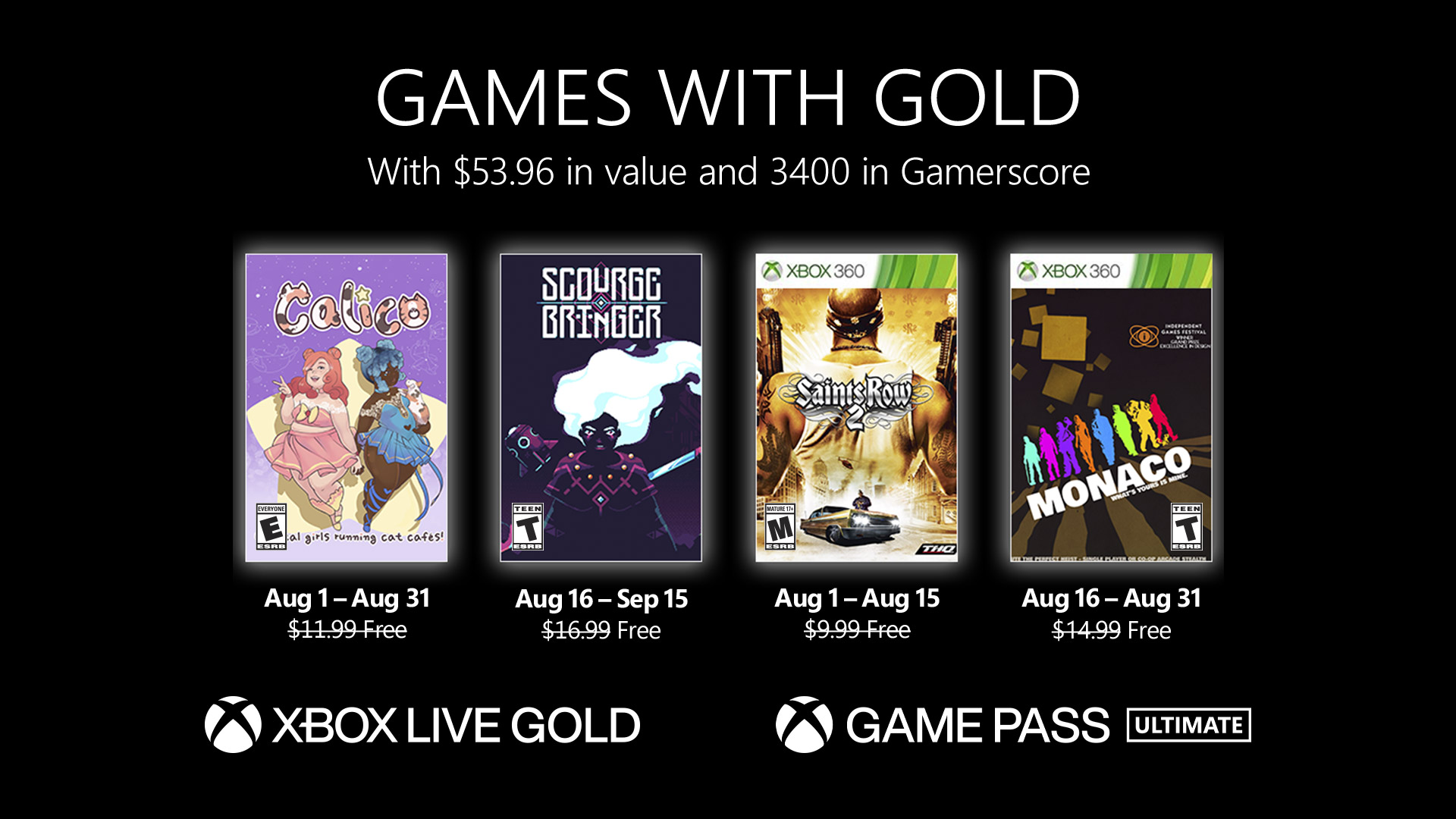 Games With Gold - August