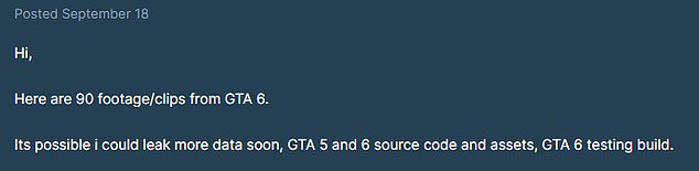 Oryginalny post rzekomego hakera, znanego jako Teapottuberhacker, informujący o wycieku