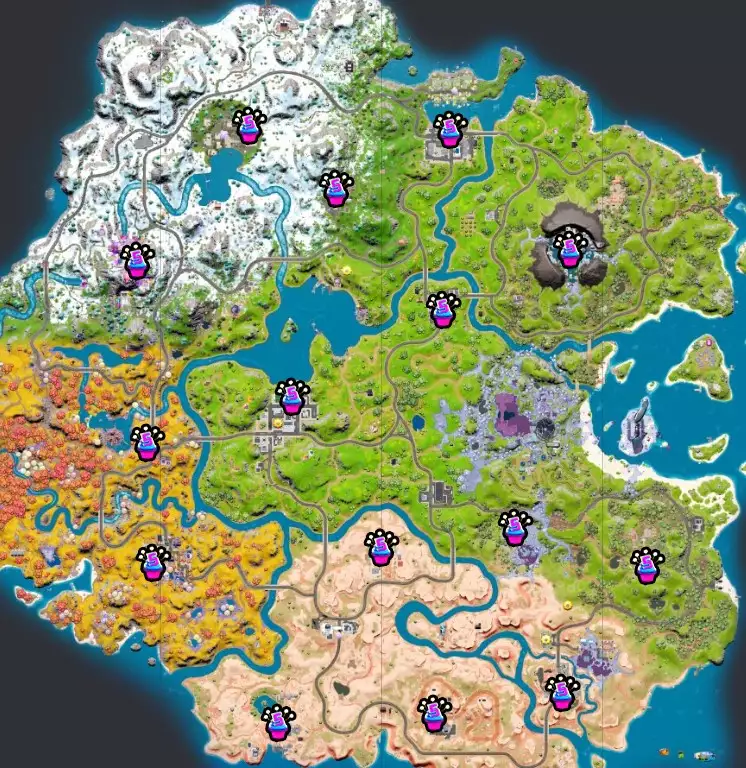 gdzie znaleźć tort urodzinowy w Fortnite sezon 4 raj impreza na 5 urodziny
