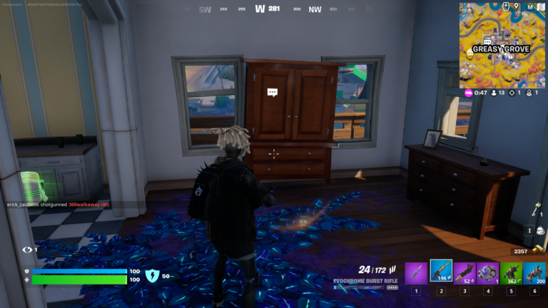 A screengrab from Fortnite showing a wardrobe floating above the ground