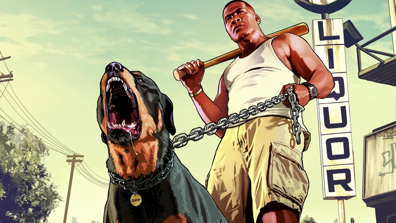 Zdjęcie Franklina i jego psa Chopa z GTA 5.