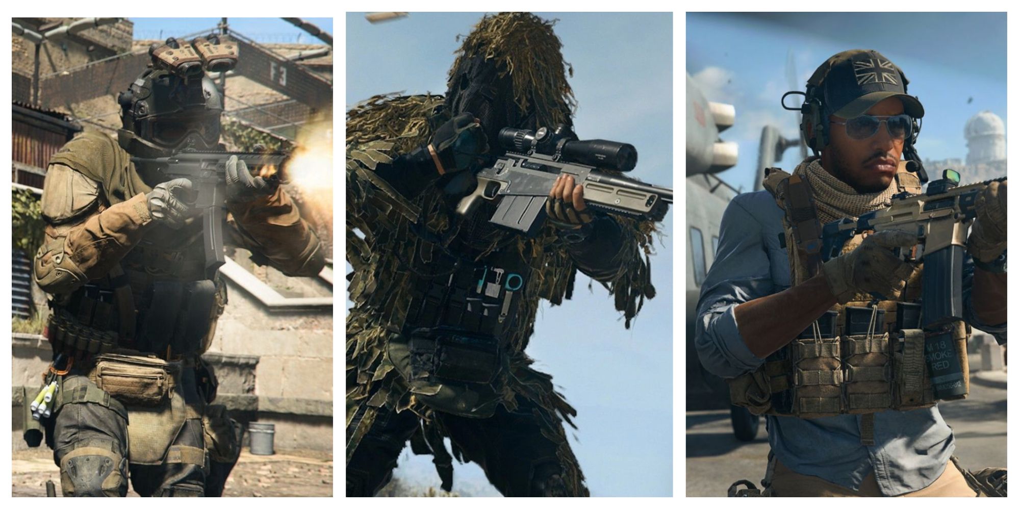 Three soldiers from the game Warzone 2 in a collage