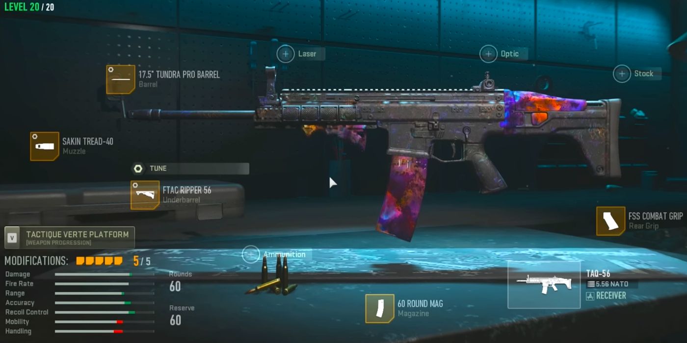 Wyposażenie TAQ-56 w Warzone 2 Sezon 1 Źródło: YouTuber Klubo