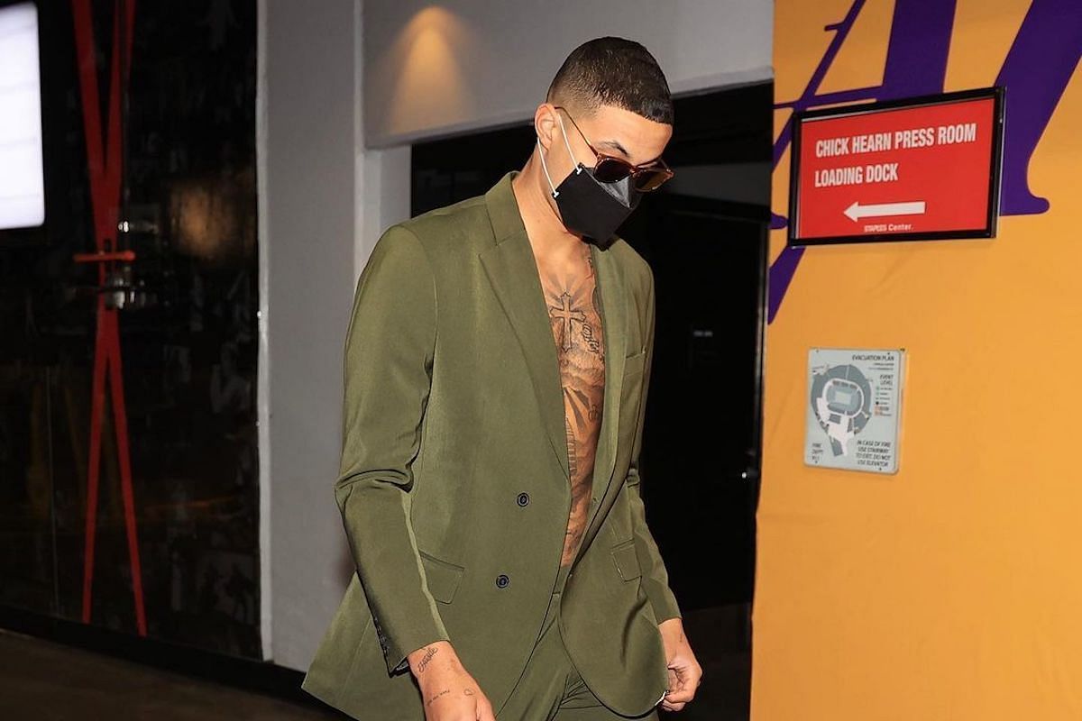 Kyle Kuzma wearing pre-game outfit