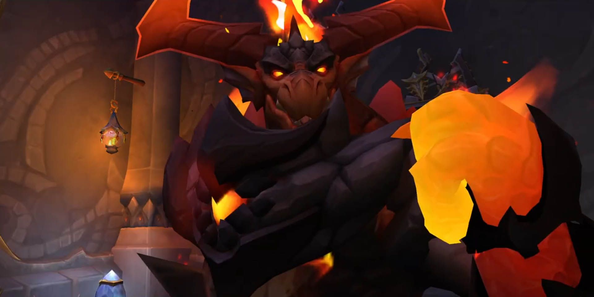 World of Warcraft — ognisty smok świecący na czerwono