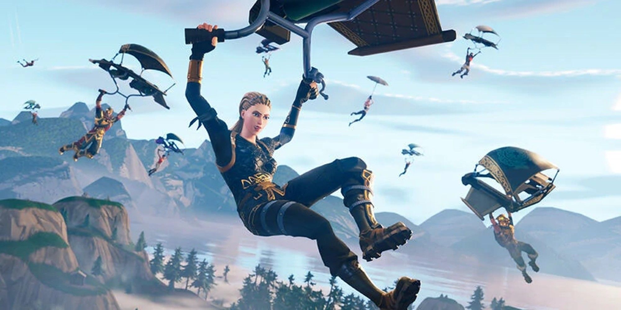fortnite player gliding