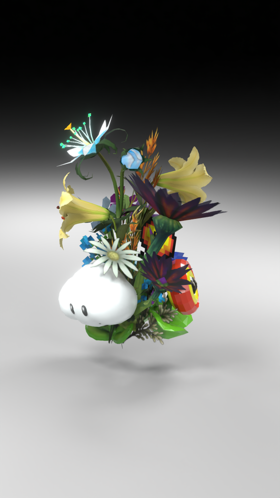 Duży bukiet od Jill Magid's "Kwiaty poza grą" Kolekcja NFT.  Dzięki uprzejmości artysty i Artwrld.