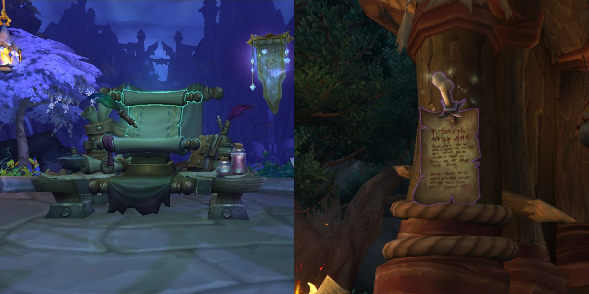 Tablica z napisami World Of Warcraft Dragonflight i skarby wiedzy