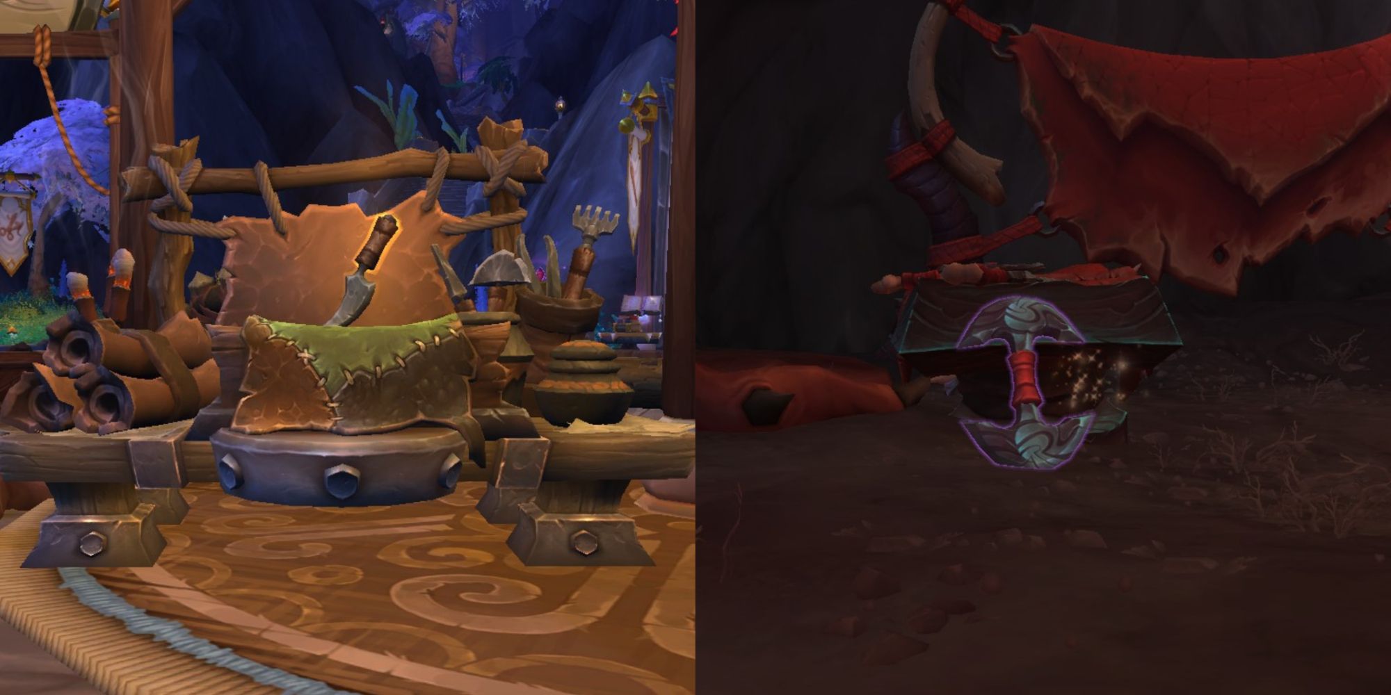 World Of Warcraft Dragonflight Ławka do obróbki skóry i skarby wiedzy