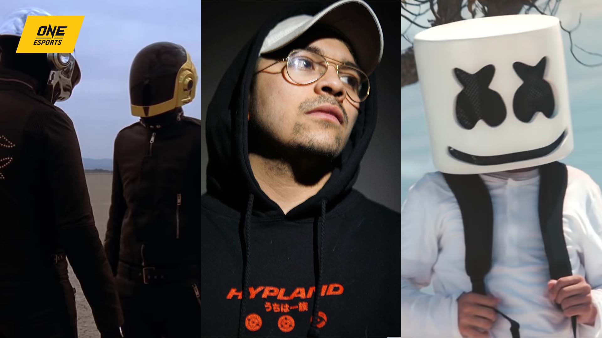 Side by side of Daft Punk, Repullze, and Marshmello