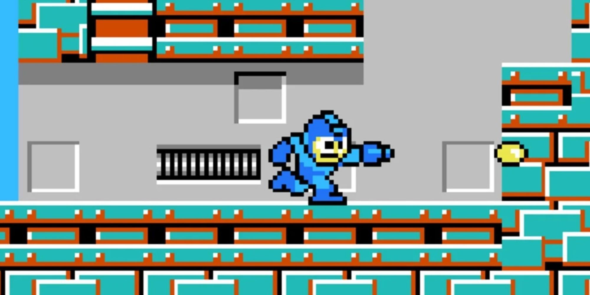 capcom NES sidescroller Mega Man strzela z broni