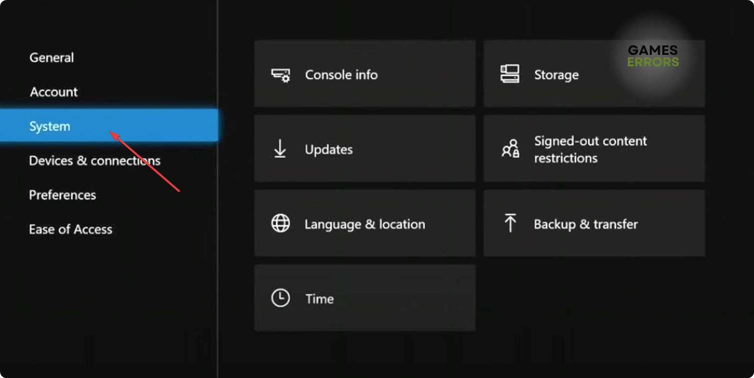 idę do ustawień systemowych xbox