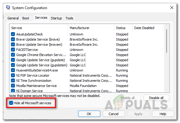 Ukrywanie usług Microsoft