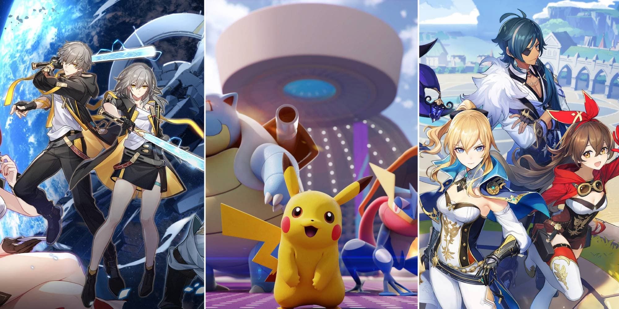 Honkai Star Rail, Pokemon Unite, and Genshin Impact.